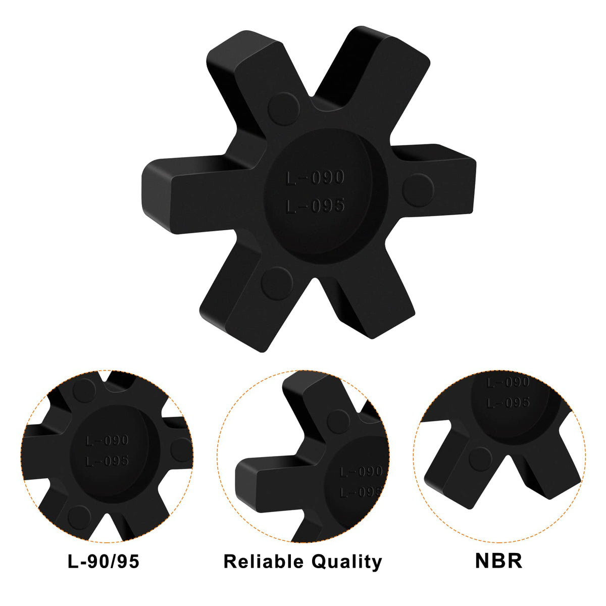 MingQiEven Spider Inserts for L Jaw Coupling, NBR Rubber 8-Pack Black