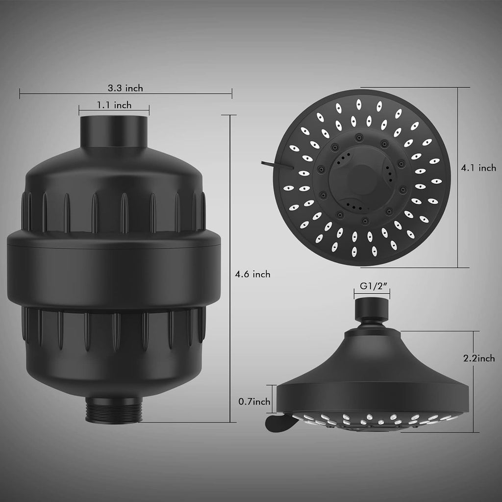 Shower Head with Shower Filter, Filtered Shower Head for Hard Water