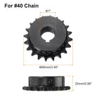 uxcell #40 Chain Roller Sprocket B Type, 1" Bore 20 Tooth Single Strand Chain Sprocket, Carbon Steel, Keyway with Set Screws