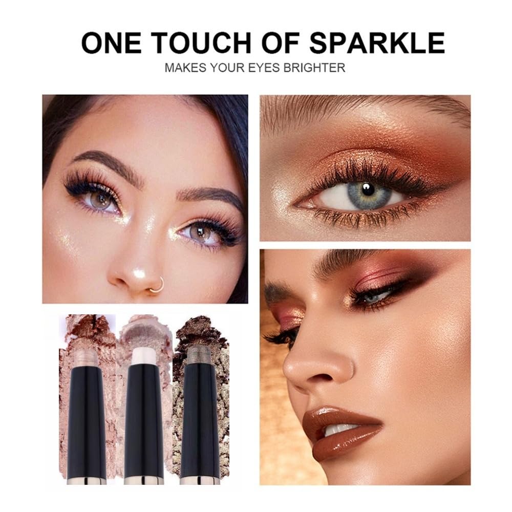 Black Eyeshadow Stick Makeup, Long-Lasting Waterproof Eye Shadow Pencil, Hypoallergenic Smudge-Proof Glitter Primer