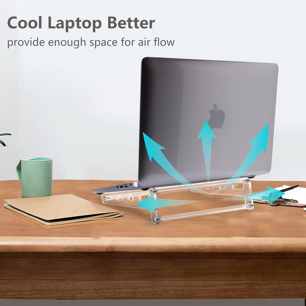 Acrylic Laptop Stand for Desk, Clear Ventilated Computer Stand Holder for Desk, Ergonomic Acrylic Sturdy Laptop Riser