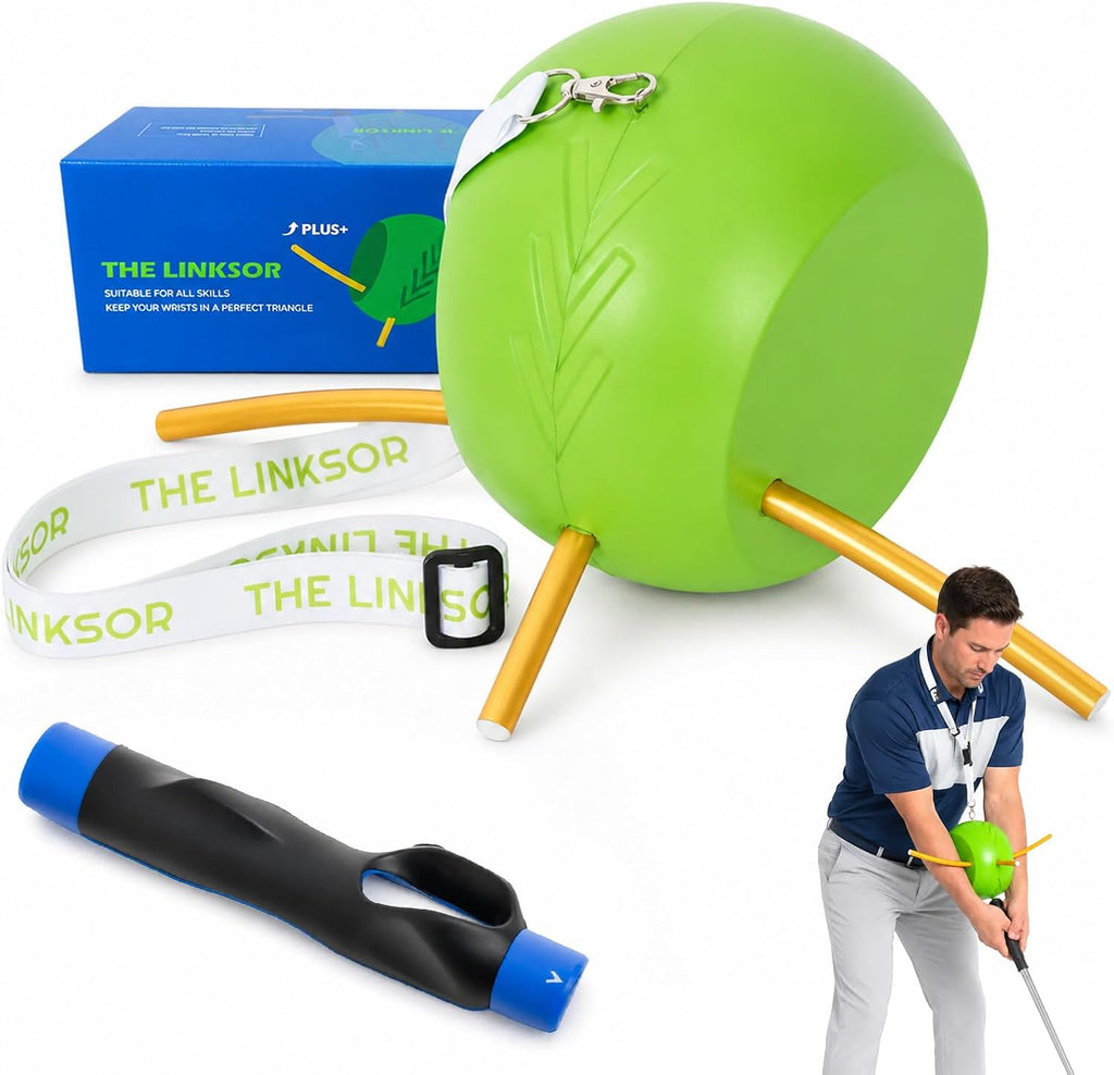 Golf Training Ball with Rope and Grip Trainer for Swing Practice | Helps train connected arms, reduce chicken wing