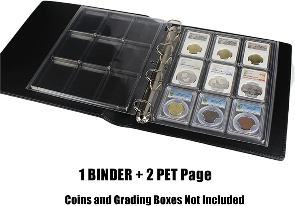 Coin Slab Binder with 2 Sheets Coin Slab Sleeves for PCGS NGC | Coin Slab Storage Certified Holder