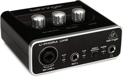 U-PHORIA UM2 Audiophile 2x2 USB Audio Interface with XENYX Mic Preamplifier | for Recording Microphones and