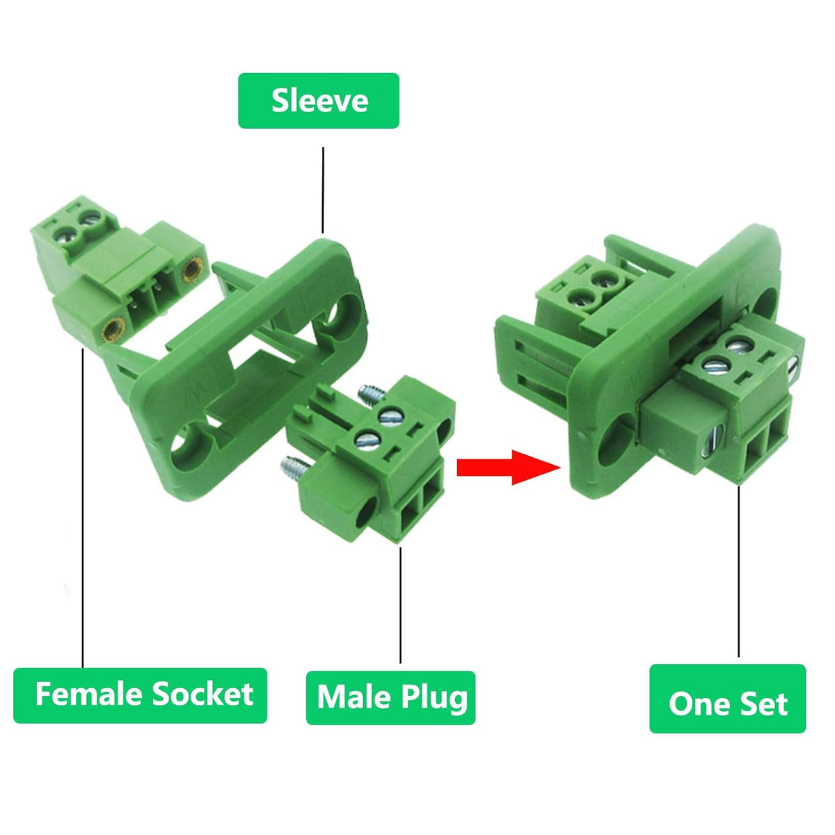 5 Set 4-Pin 3.81mm Pitch Screw Terminal Block Connector,Through-Wall Terminal Connectors - Phoenix Type - 8A, 300V, 16-28AWG