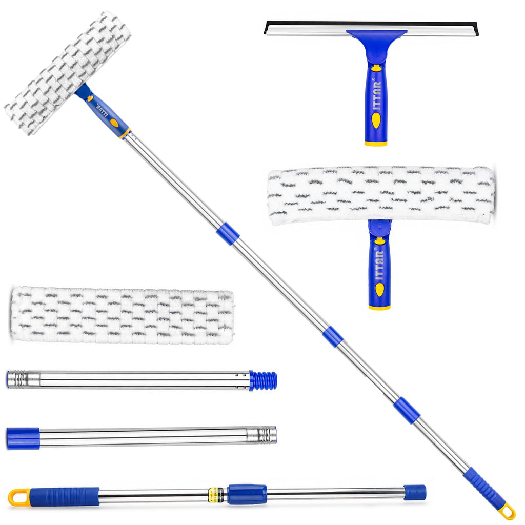 Window Squeegee Cleaning Kit with 60" Extension Pole & Rotatable Head