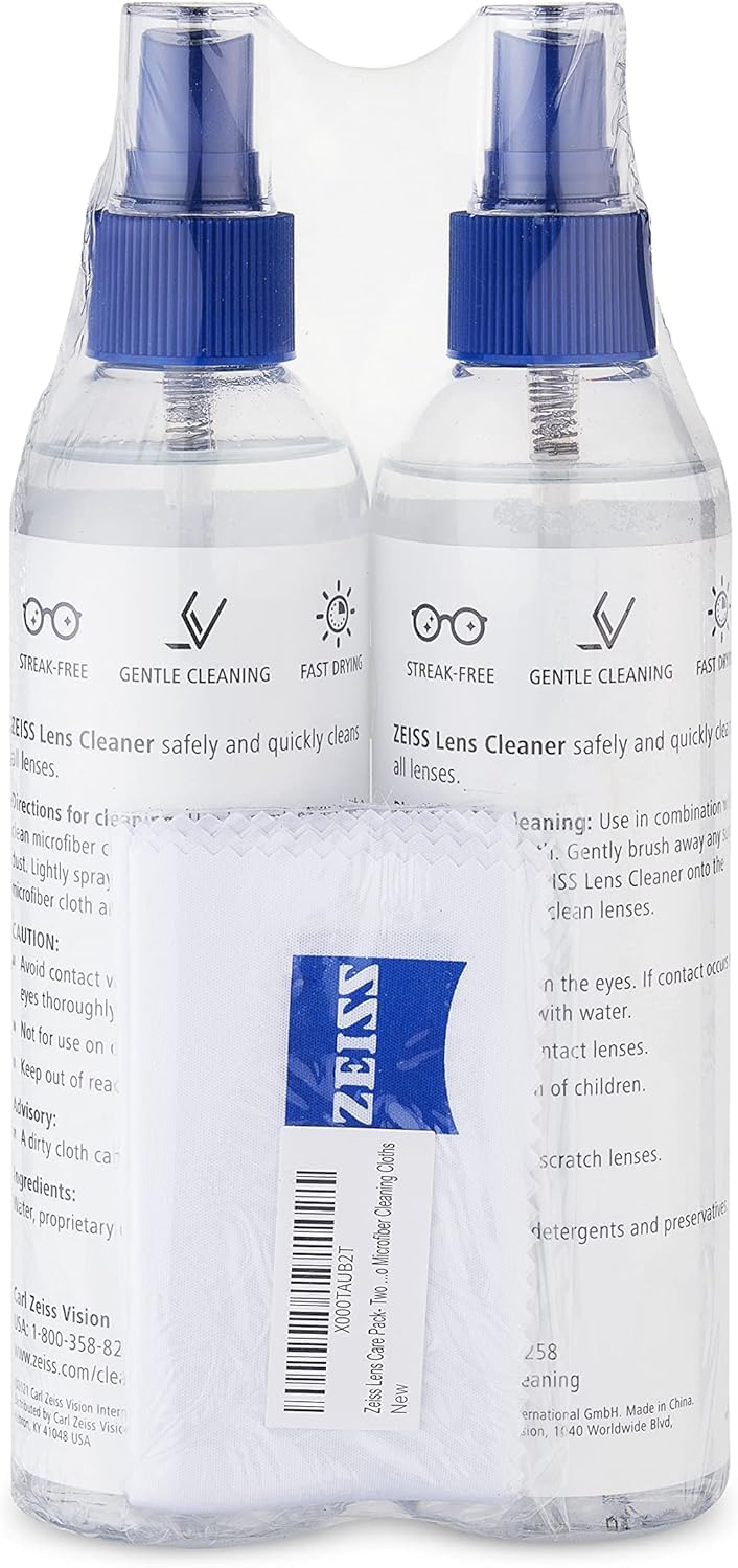 Lens Care Pack – 2x 8oz Streak-Free Lens Spray and Microfiber Cloths for Eyeglasses and Optics