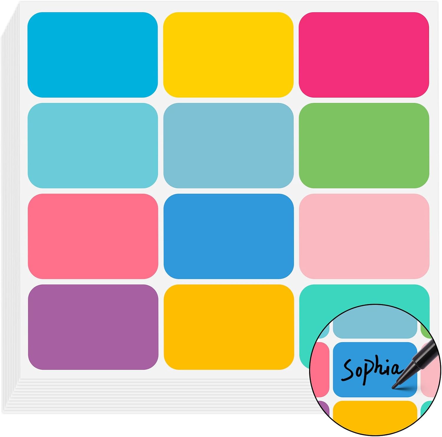 Name Tags,240 Pcs Name Tag Stickers for Classroom 2"x 3"Waterproof Name Labels for Locker&Water Bottles Adhesive