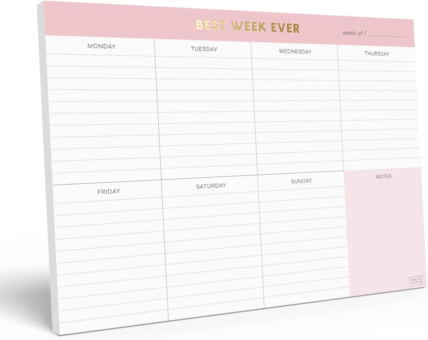Weekly To Do List Pad. Gold Foil 7 days Planner with Daily Roadmap Agenda Squares. 7x10” Day Workbook 2026 - Student