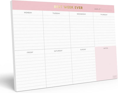 Weekly To Do List Pad. Gold Foil 7 days Planner with Daily Roadmap Agenda Squares. 7x10” Day Workbook 2026 - Student