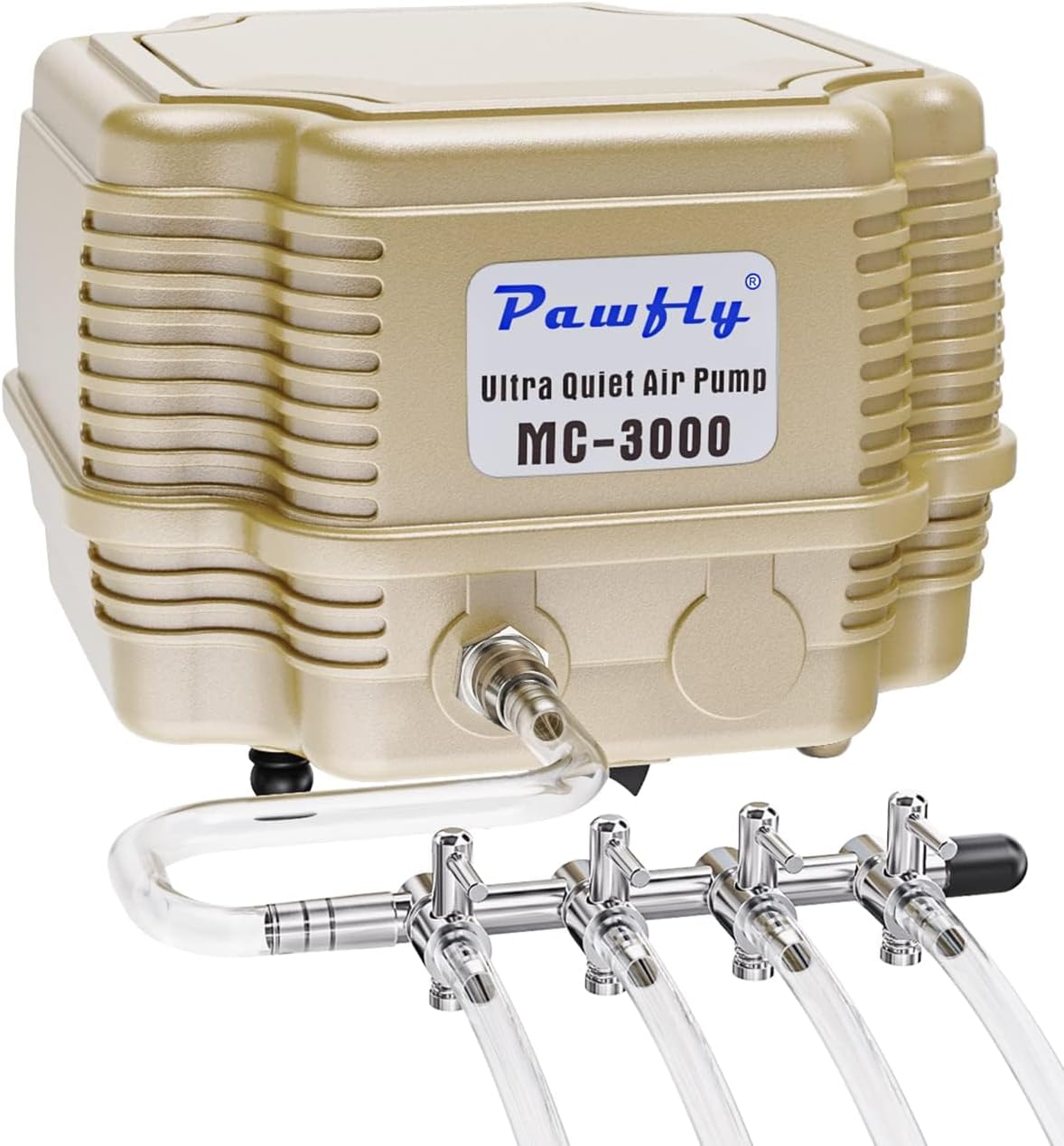 254 GPH Aquarium Air Pump Adjustable Quiet Oxygen Aerator Pump with Multi-Port Air Flow Control Lever Valve Splitter
