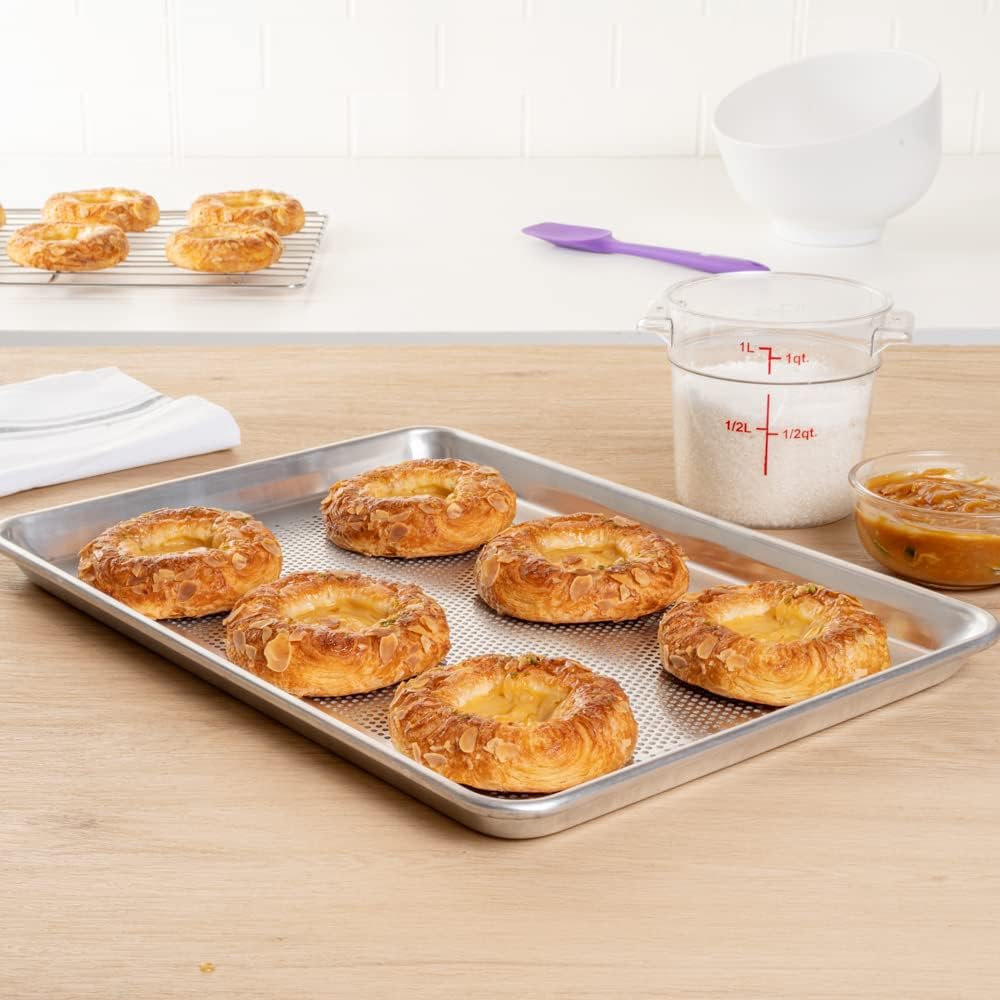2-Piece Perforated Aluminum Baking Sheet Set - Met Lux Half & Full Size Sheet Pans, Heavy Duty, Even Airflow