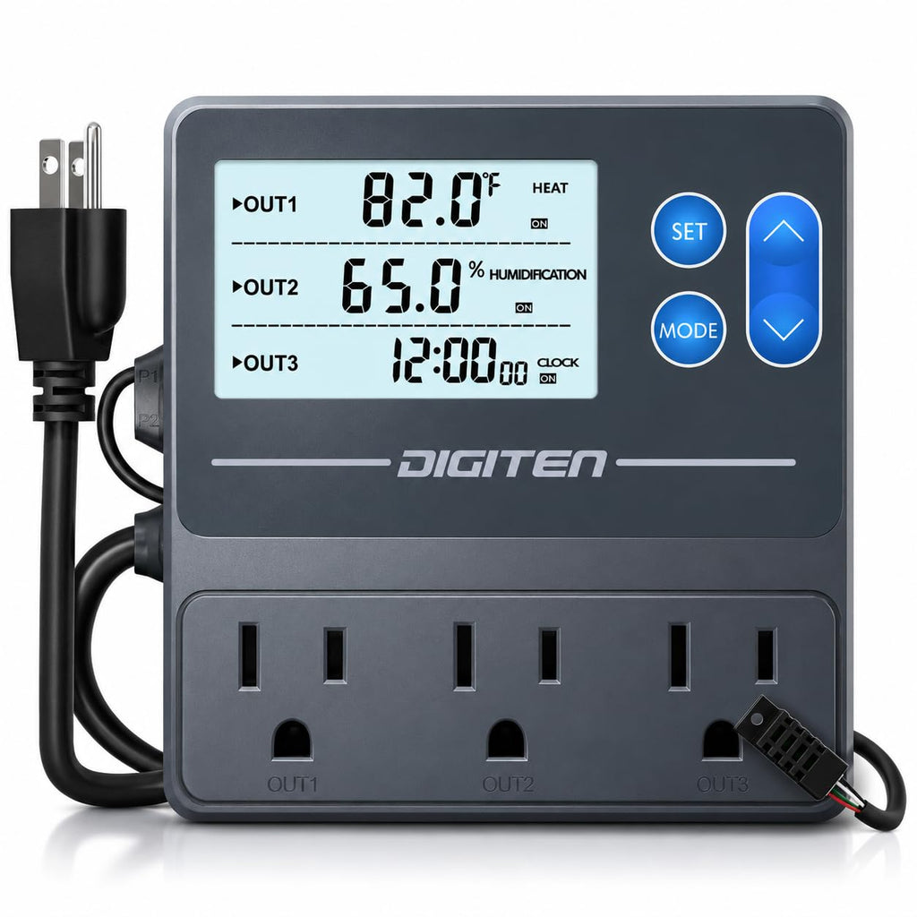 DIGITEN 3-in-1 Temp & Humidity Controller with Timer Outlet for Reptile
