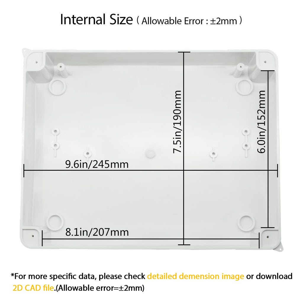 LeMotech Junction Box, Electrical Box IP65 Water Resistant Dustproof ABS Plastic Project Enclosure for Electronics White 10 x 7.9 x 3.1 inch