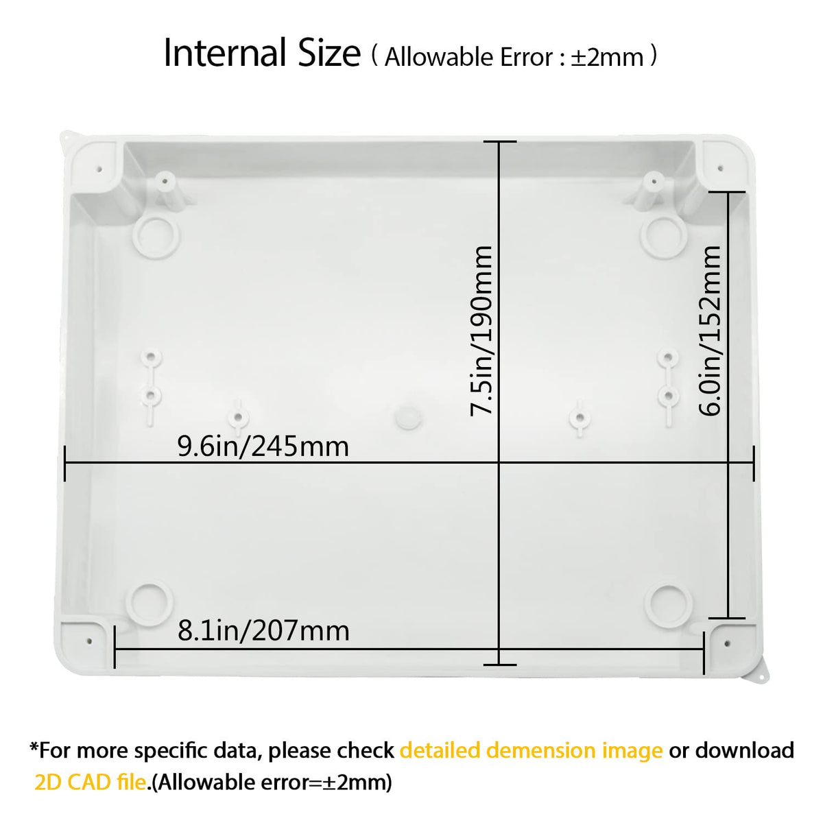 LeMotech Junction Box, Electrical Box IP65 Water Resistant Dustproof ABS Plastic Project Enclosure for Electronics White 10 x 7.9 x 3.1 inch