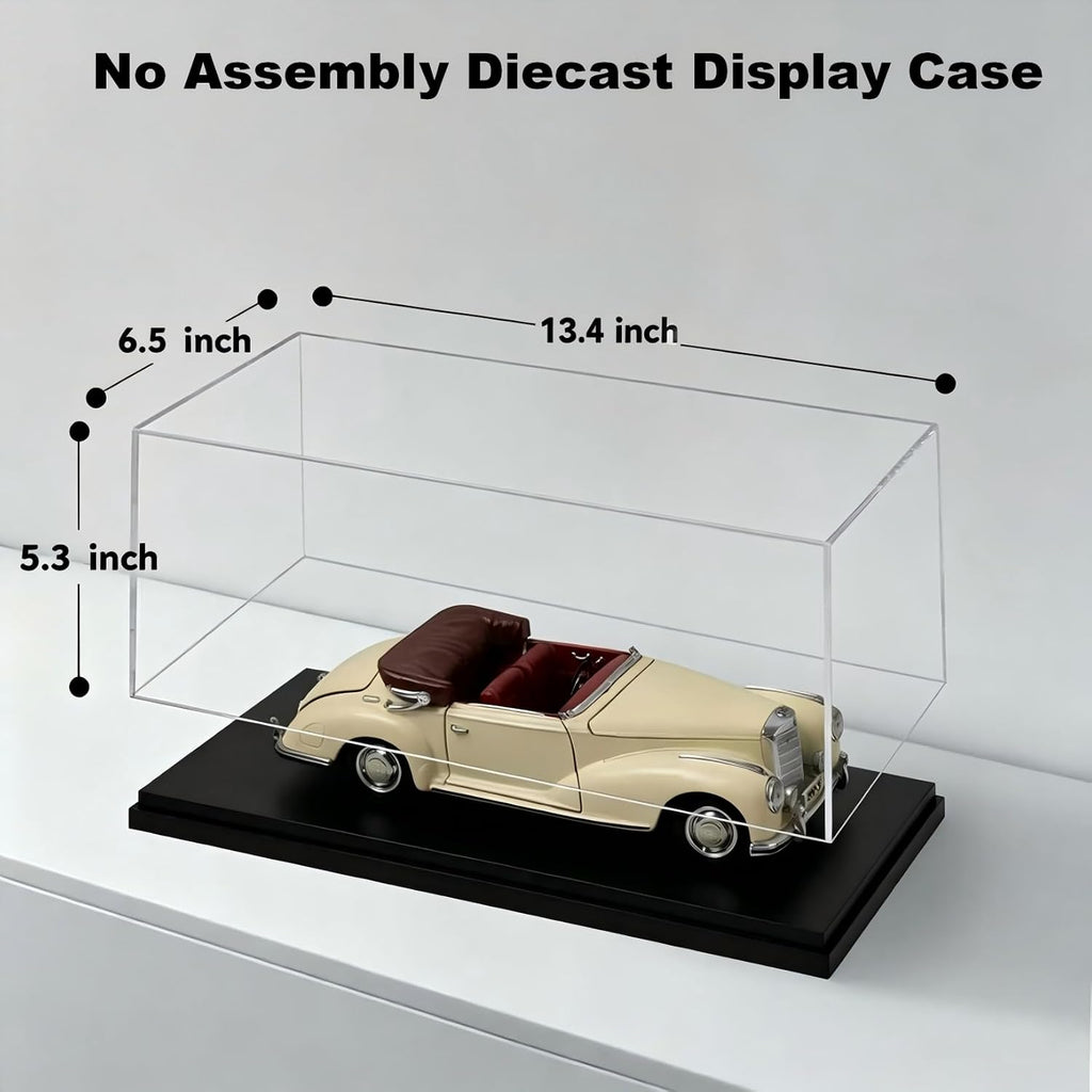 1:18 No Assembly Diecast Display Case with Plastic Base Acrylic Model Car Display Boxes - Dustproof Showcase for