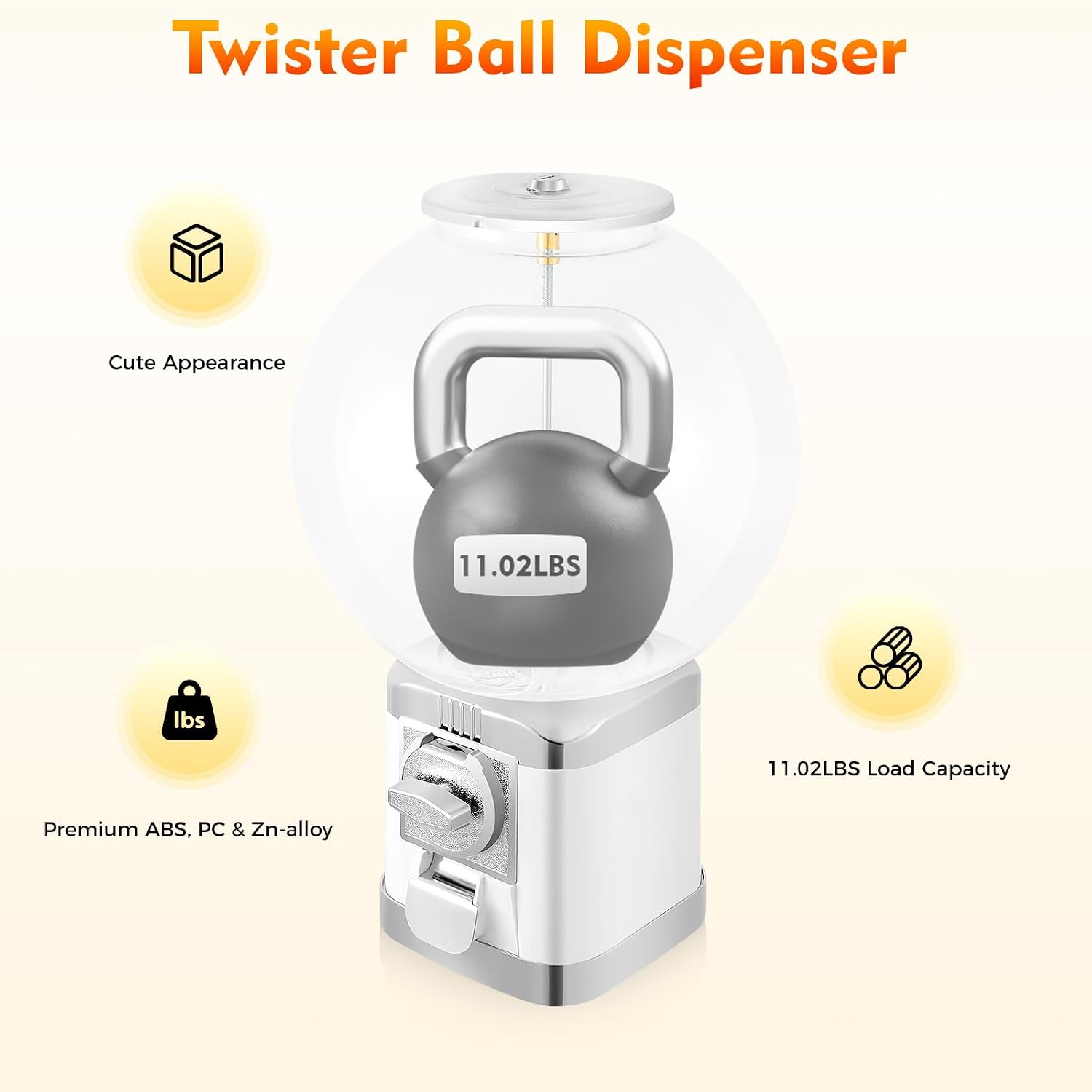 Candy Gumball Vending Machine 18.11in Big Bubble Gumball Machine, Countertop Ball Bulk Vending Machine for 1.26inch