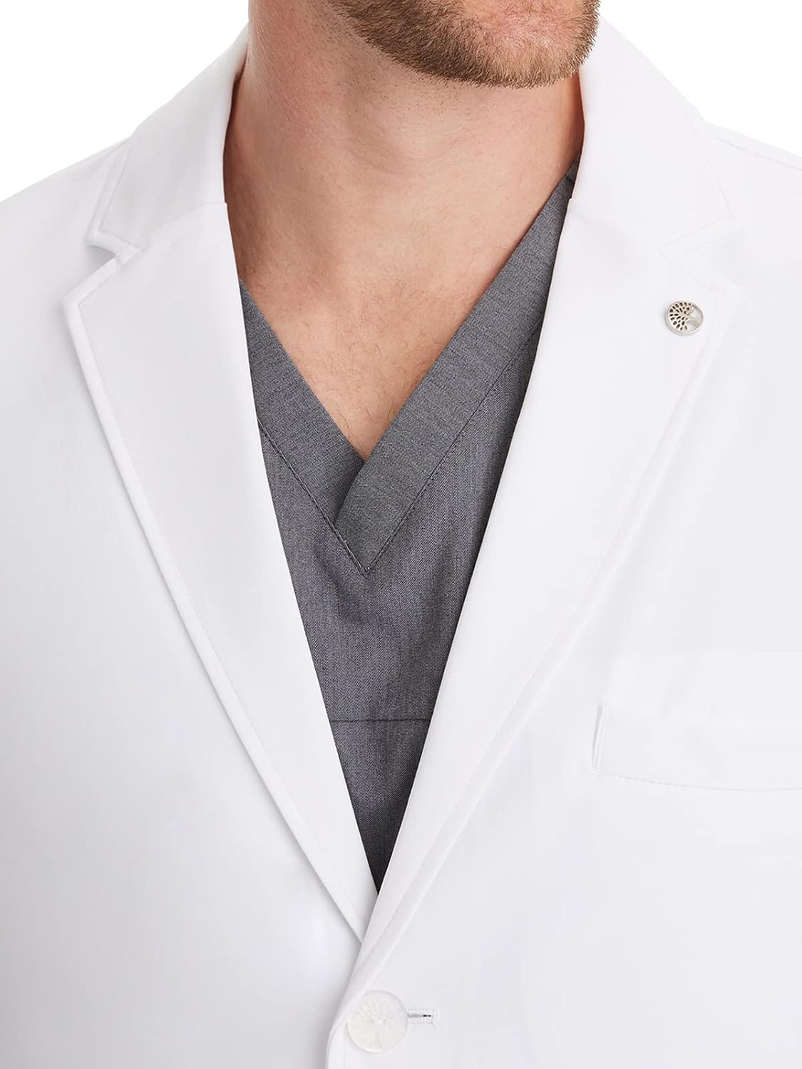 Logan Men's Lab Coat with 5 Pockets, Knit Details & Side Slits Back length 34½" 360° Stretch 5100