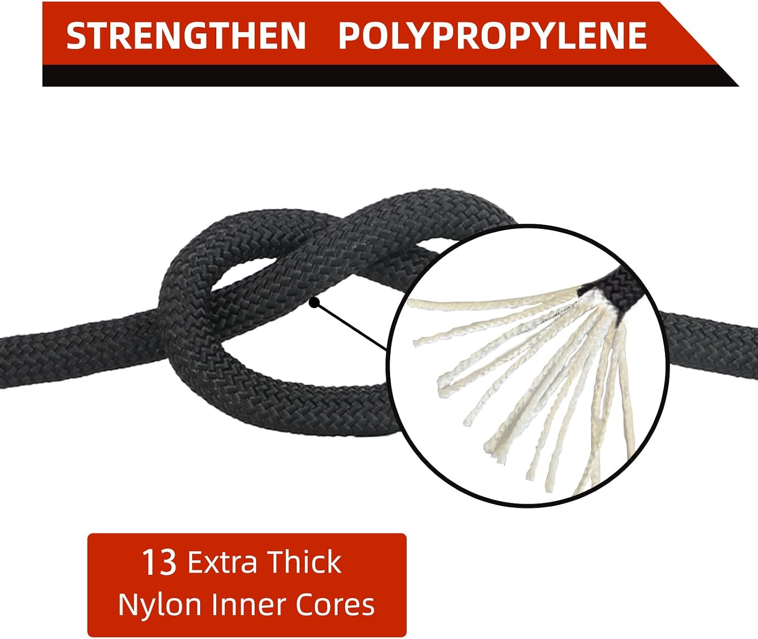 UIAA Static Climbing Rope 10.5mm, 45M(150FT) Black Nylon Rope | Kernmantle Rope, Rappelling Rope