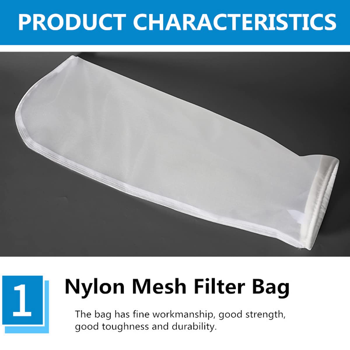 7Inch Ring 400 Micron Nylon Monofilament Mesh Filter Bag,7" x 32" Liquid Filter Sock (400Micron 7" x 32“)