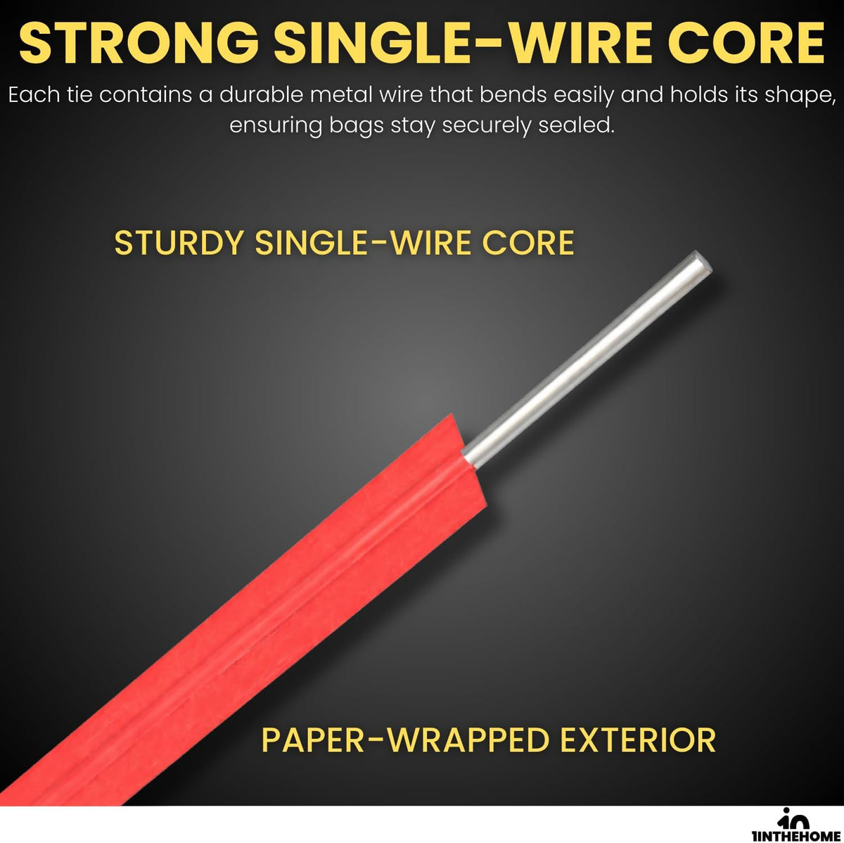 Red Twist Ties, Bread Tie, 4" x 3/16" Paper with Single Wire 2000 Pack