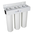 Whole House Three Stage Water Filtration System with Fine Sediment, Iron and Carbon, Blue