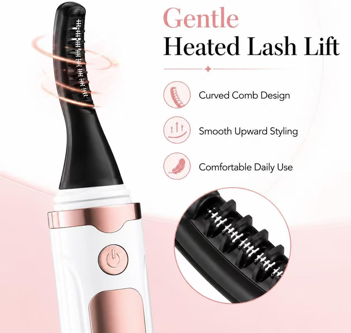 2026 Heated Eyelash Curler with LED Display, 3 Temperature Settings-White