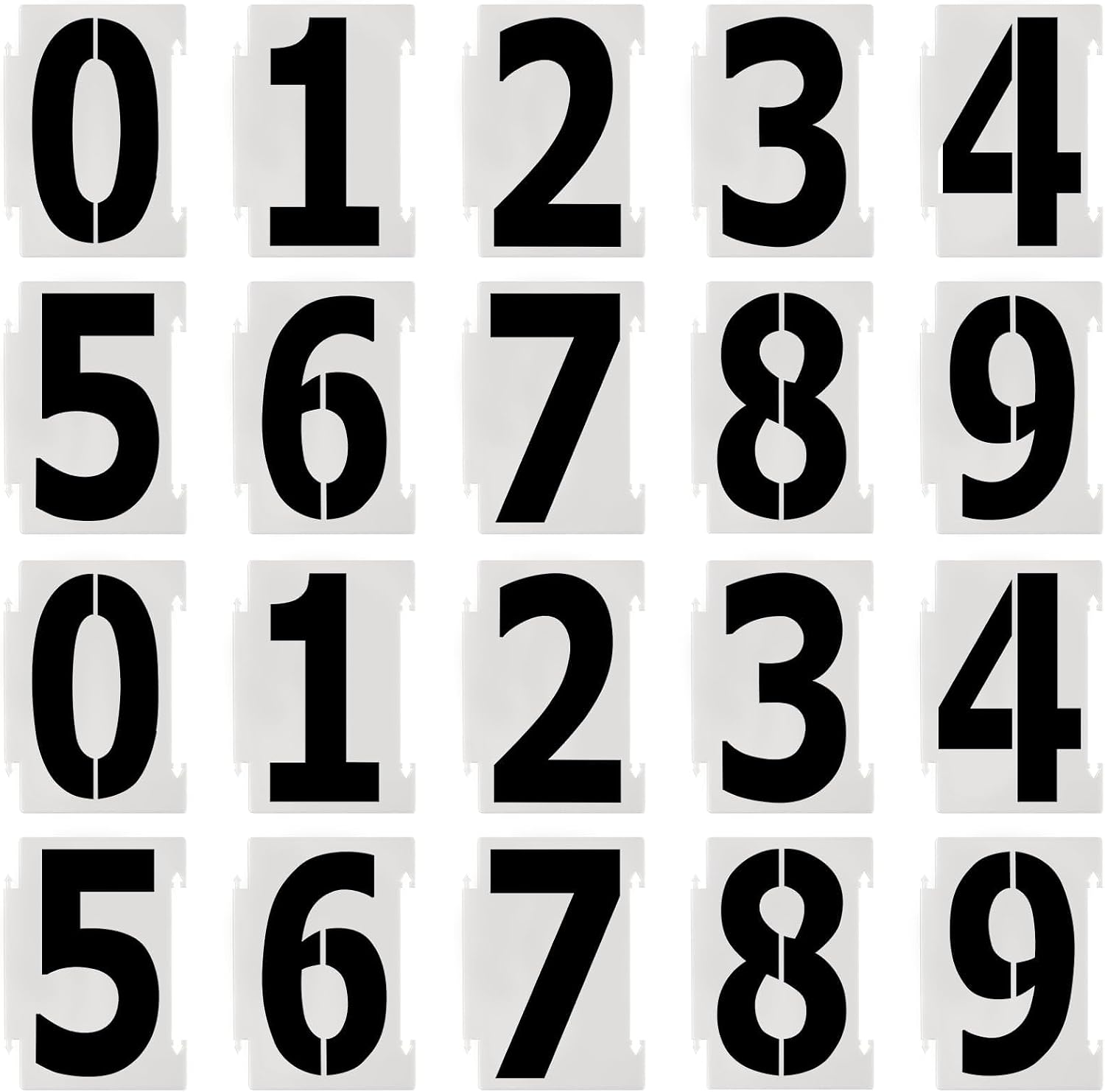 4 Inch Curb Number Stencils, 20Pcs 0-9 Address Curb Stencil Kit | Reusable, Plastic Numbers, Interlocking Stencils