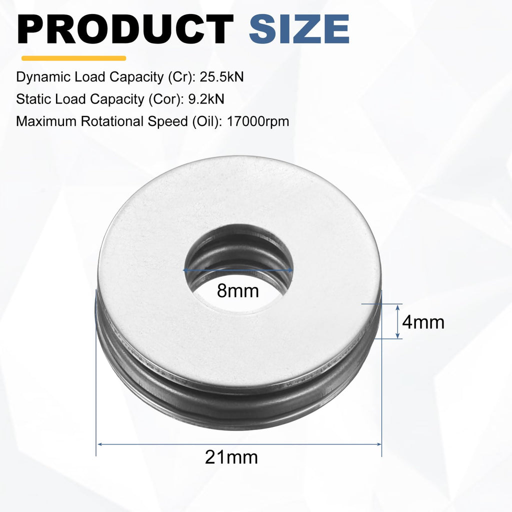 uxcell 20 Sets AXK0821 Thrust Needle Roller Bearings with Washers, ID 8mm