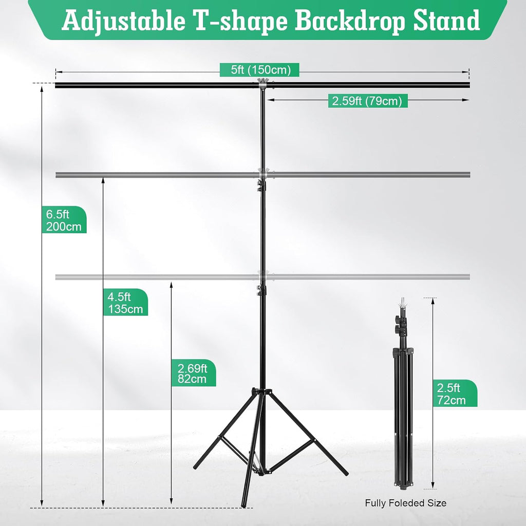 Black White Backdrop with Stand Kit, 5 x 6.5 ft Photo Backdrop | Dual-sided Screen for Photography, Video, Meeting