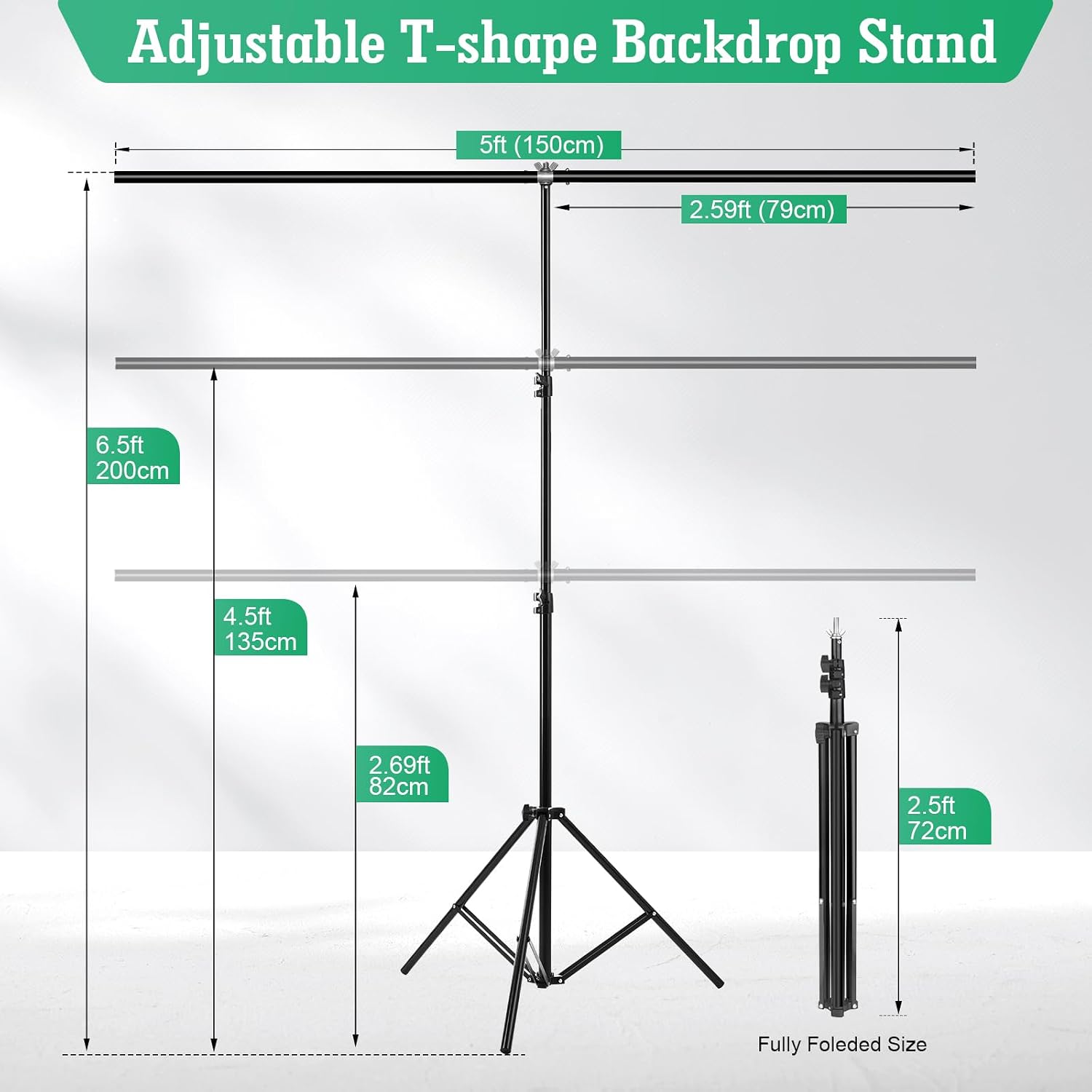 Black White Backdrop with Stand Kit, 5 x 6.5 ft Photo Backdrop | Dual-sided Screen for Photography, Video, Meeting