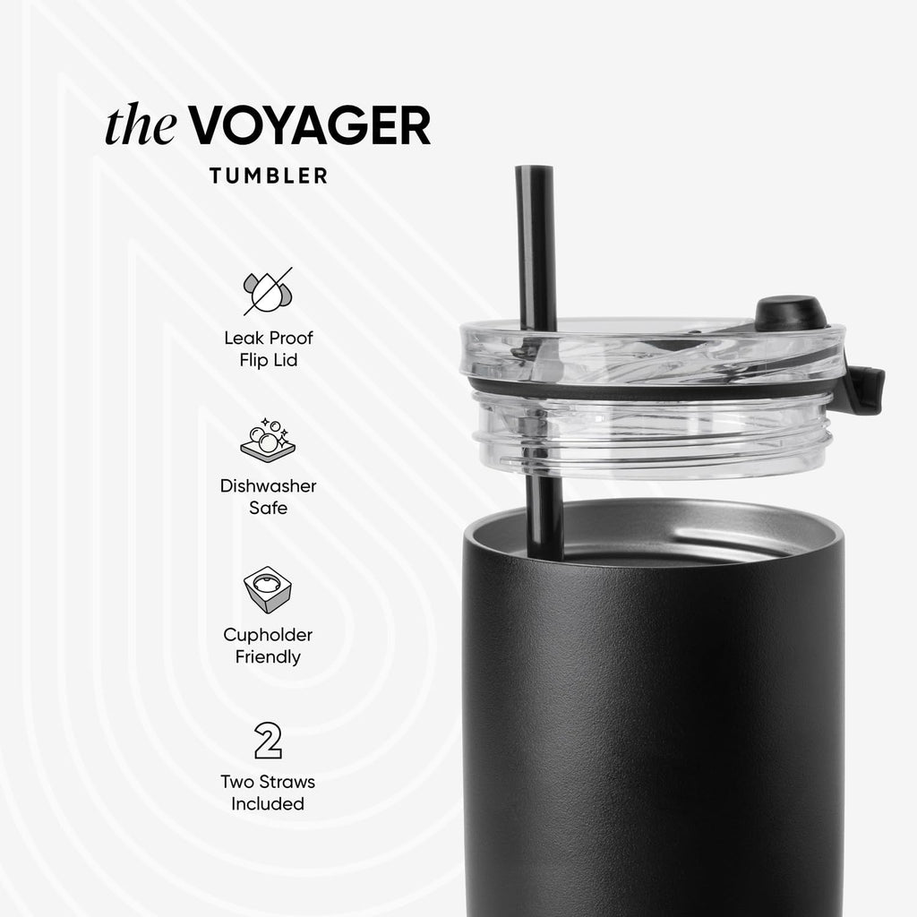 Travel Coffee Mug with Lid | 16oz | Beige | Voyager Coffee Cup, Coffee Tumbler for Hot & Iced Drinks | Insulated