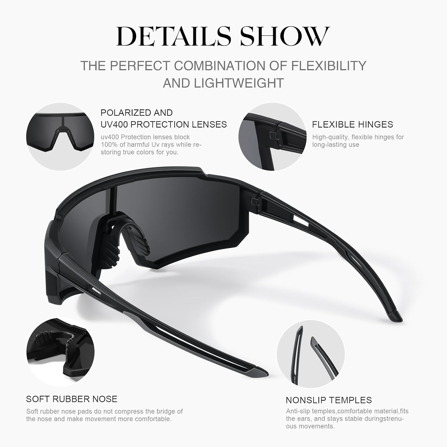 Polarized Sport Sunglasses Men Women TR90 Lightweight UV400 | Polarized Sport Sunglasses with TR90 Lightweight Frame