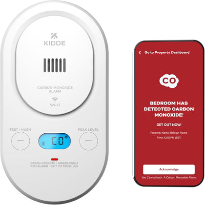 Smart Carbon Monoxide Detector, Plug-in with AA Battery Backup, Real-Time Notifications, 2.4 GHz Wi-Fi Enabled