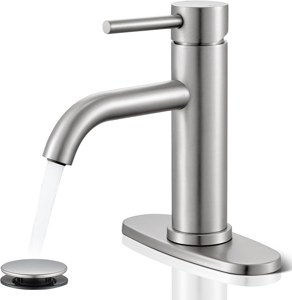 Brushed Nickel Bathroom Faucet, Single Hole Bathroom Sink Faucet