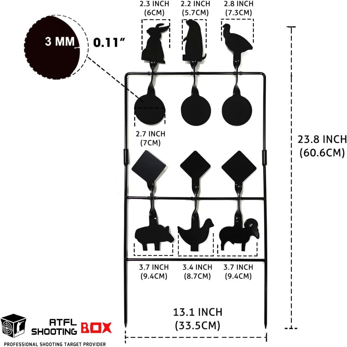 Pellet Gun Target Animal Silhouette Heavy Metal Spinner Airgun BB Gun Shooting Target for Outdoor and Backyard, Rated