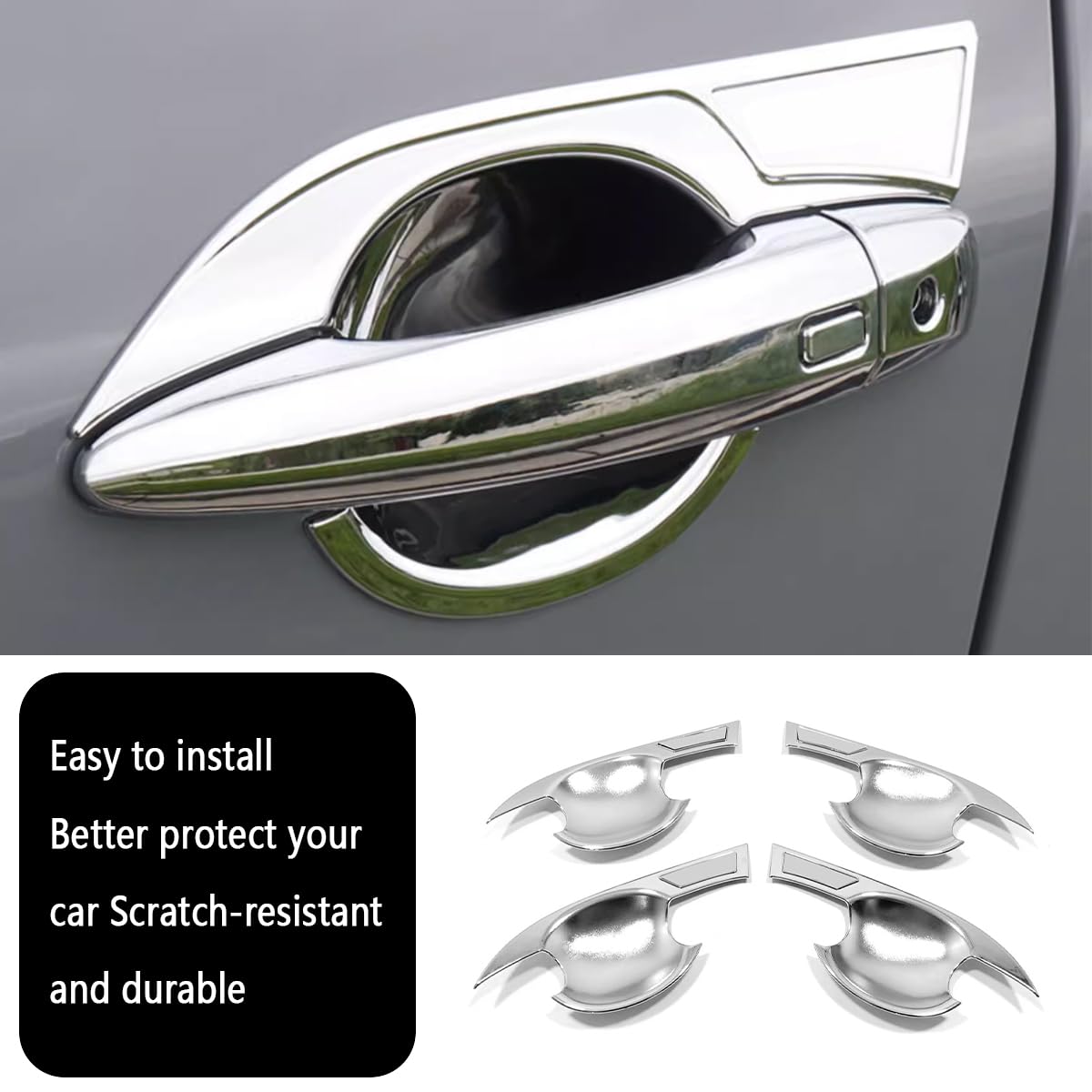 KELEIMAI Door Handle Bowl Covers for 2021-26 Nissan Rogue, Chrome, 4PCS