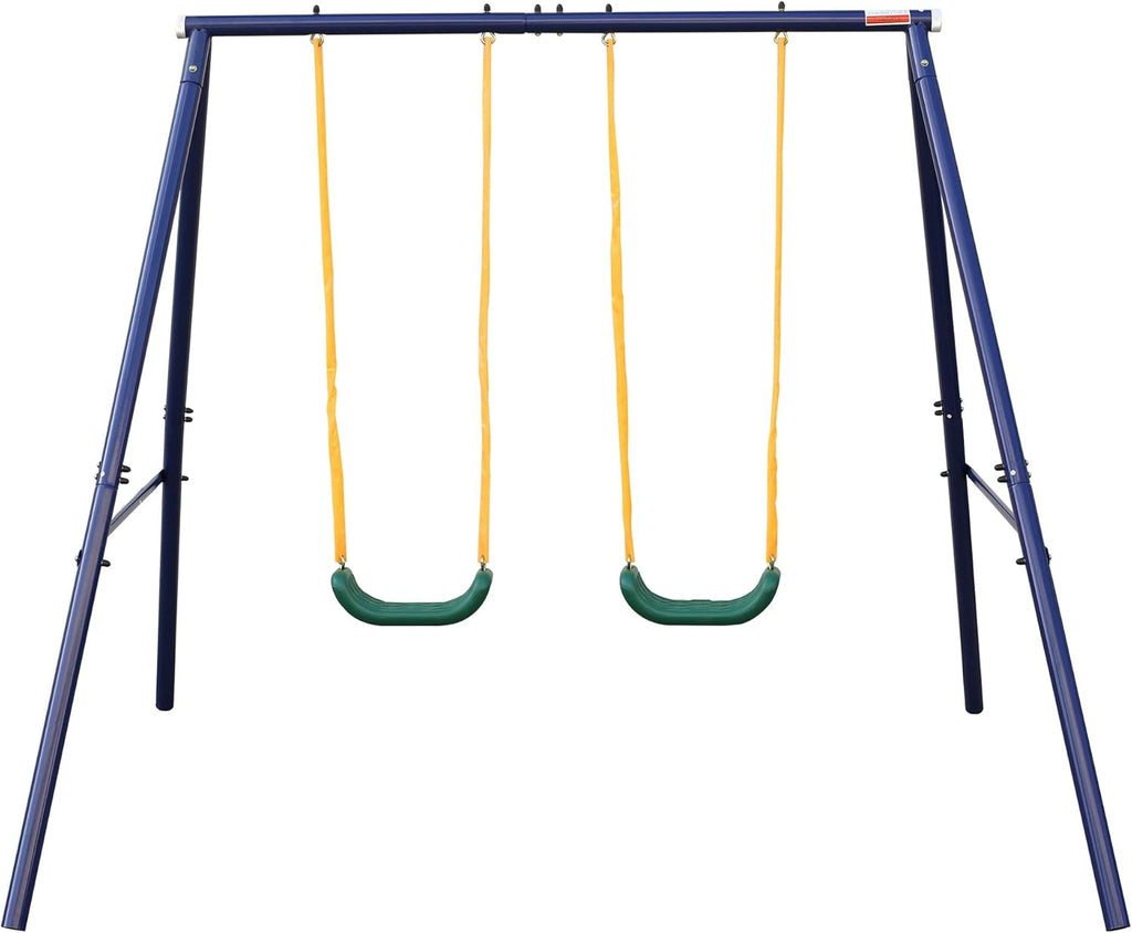 A-Frame Metal Swing Set - Outdoor Backyard Playground for Kids, Toddlers (Two Seat Swing Set)