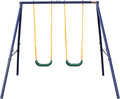 A-Frame Metal Swing Set - Outdoor Backyard Playground for Kids, Toddlers (Two Seat Swing Set)
