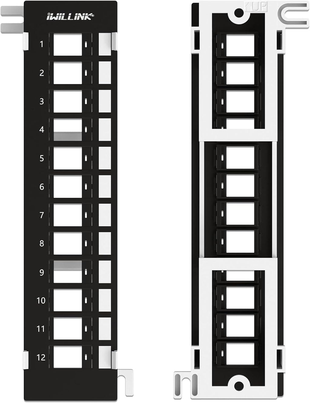 iwillink Blank 12 Port Keystone Patch Panel with 89D Wall Mount Bracket