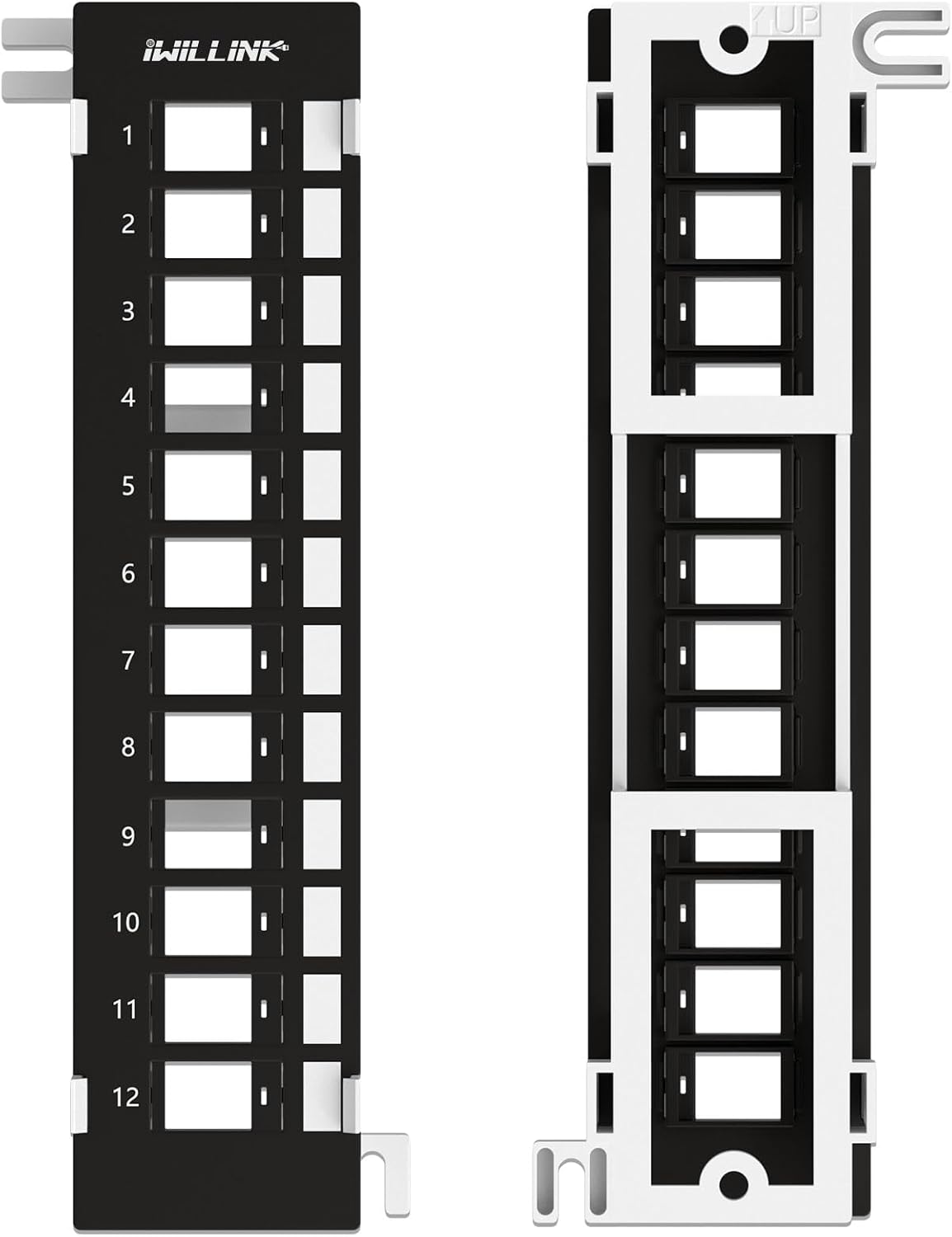 iwillink Blank 12 Port Keystone Patch Panel with 89D Wall Mount Bracket