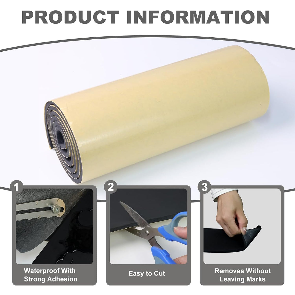 Foam Rubber Sheet with Adhesive, 12 x 59 x 1/4 Inch Closed Cell Insulation Neoprene Foam Sheet, Multi-Function