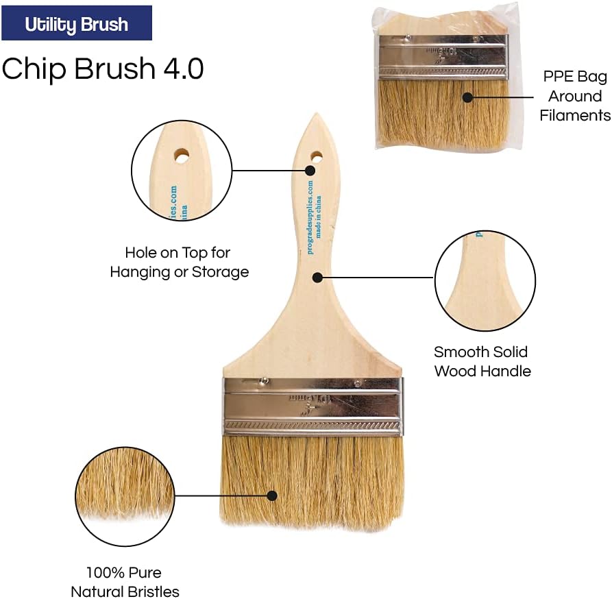 Chip Paint Brushes - 36 Ea 4 Inch Chip Paint Brush Light Brown