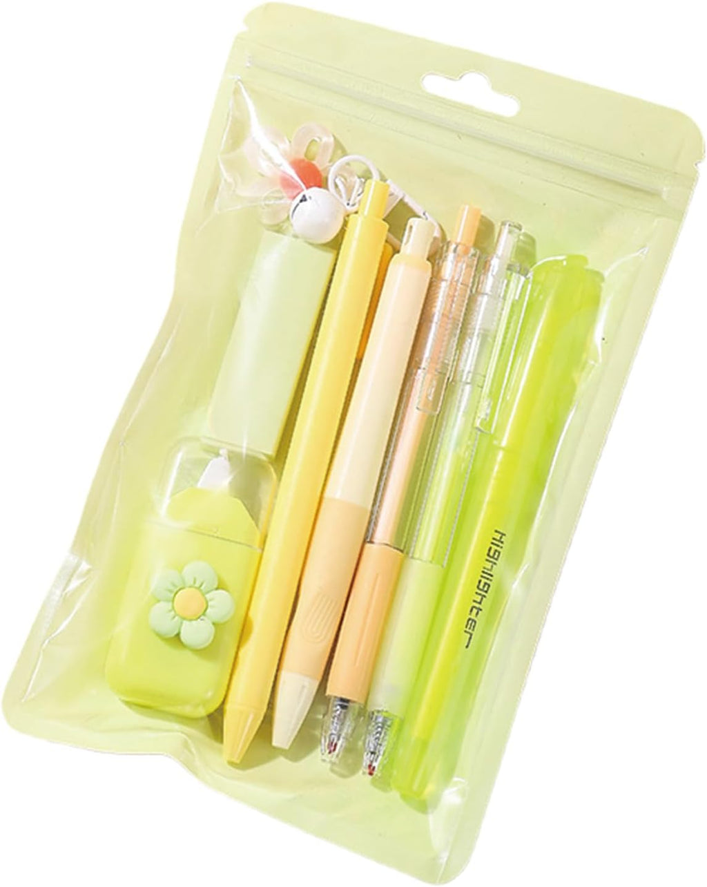8 Pcs Cute Yellow Stationery Set for Girls Boys Women Back to School Supplies Office Supplies Kawaii Candy Colors