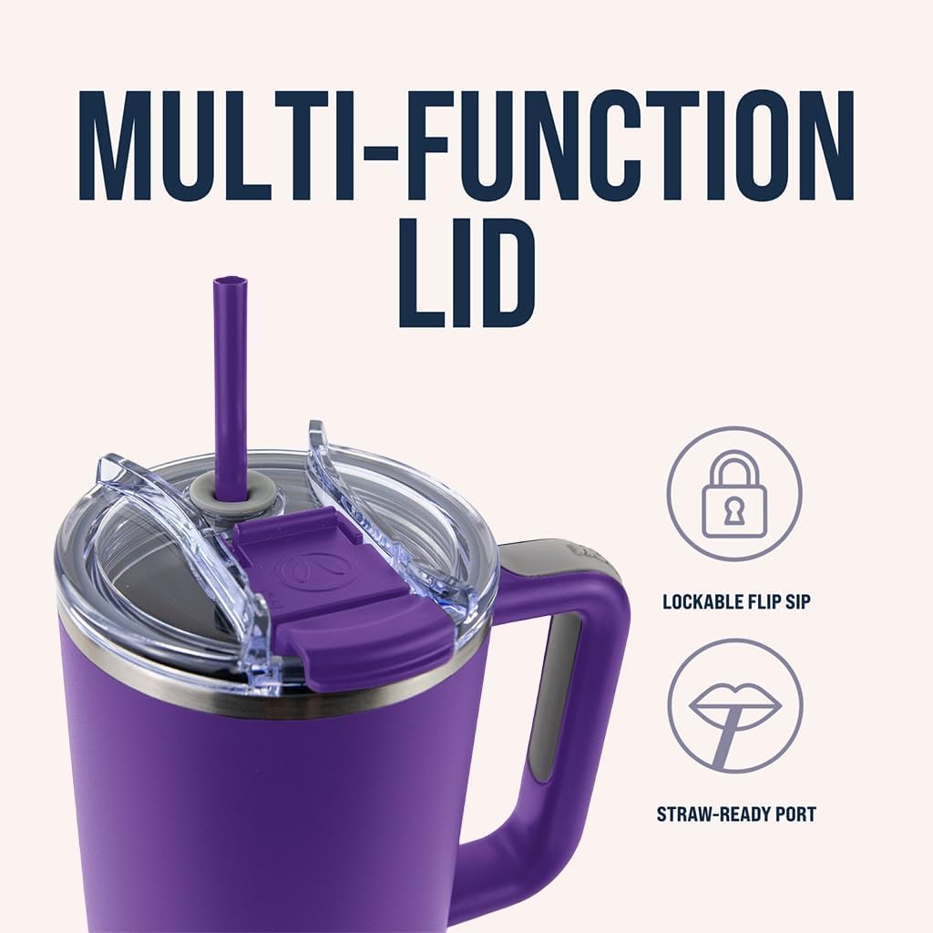 Big Swig 40oz Tumbler with Handle and Straw - Purple, 40 oz Tumbler, Insulated Cup with Handle, 40oz Water Bottle