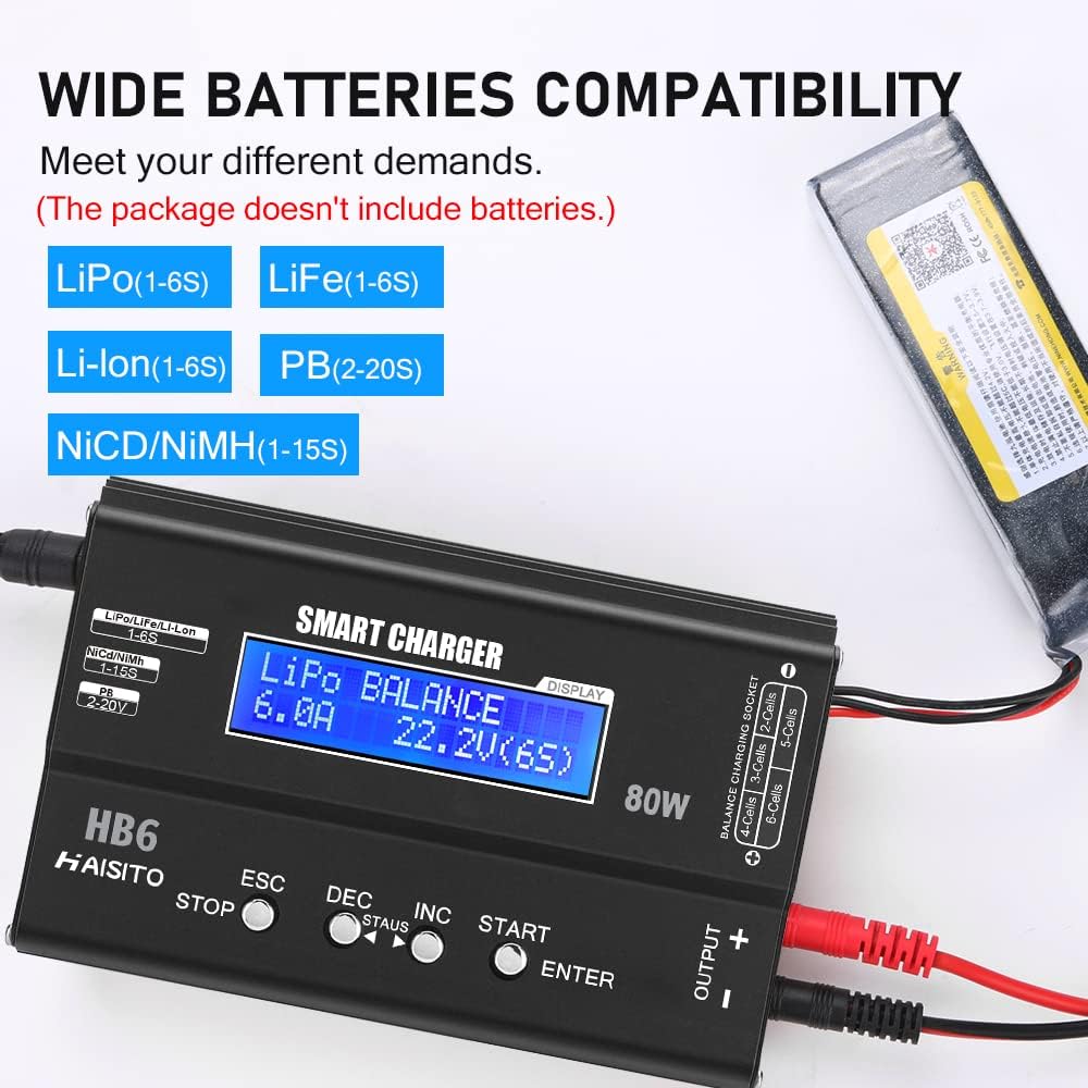 Lipo Charger H B6 RC Charger LiPo Battery Balance RC Car Charger Discharger for LiPo/Li-ion/Life Battery(1-6s)