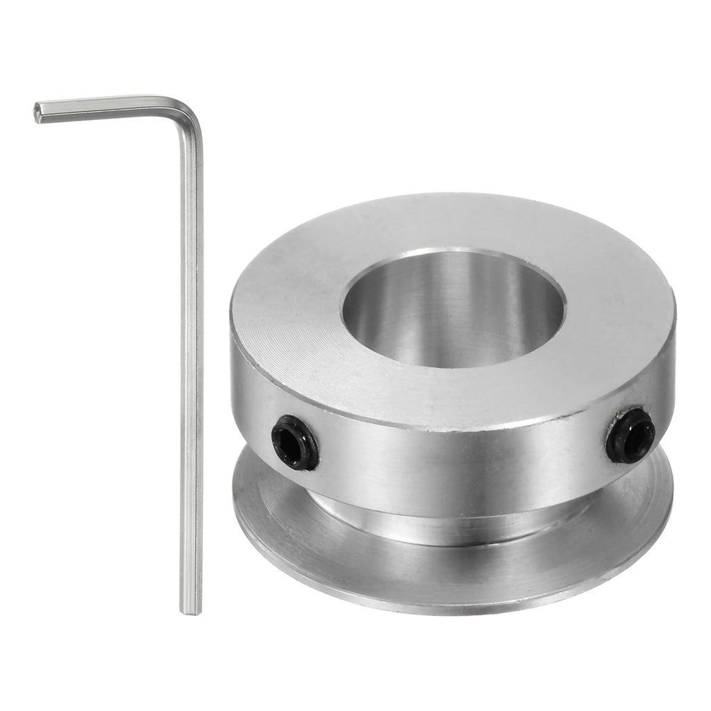 HARFINGTON Single Groove Pulley 14mm Fixed Bore 30mm Outer Diameter Aluminum Alloy with Hex Wrench for Drilling Machine 6mm PU Round Belt
