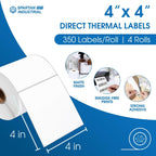 4" X 4” Direct Thermal Labels (1400 Count, 4 Rolls) Perforated