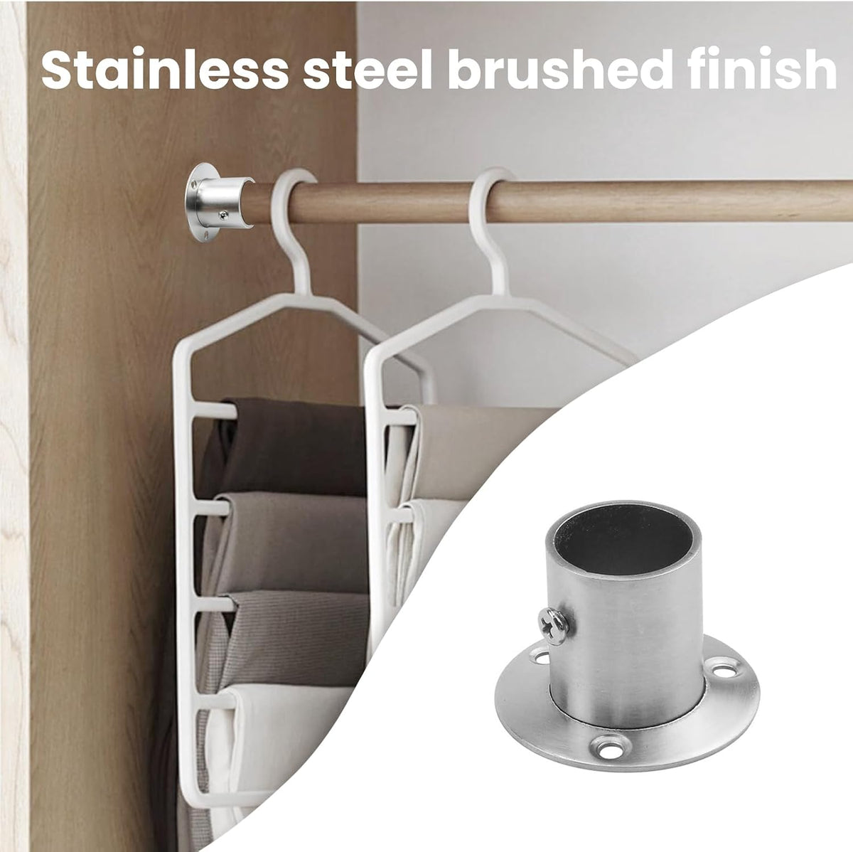 Antrader Stainless Steel Closet Rod Flange,1 Inch Adjustable Socket Bracket