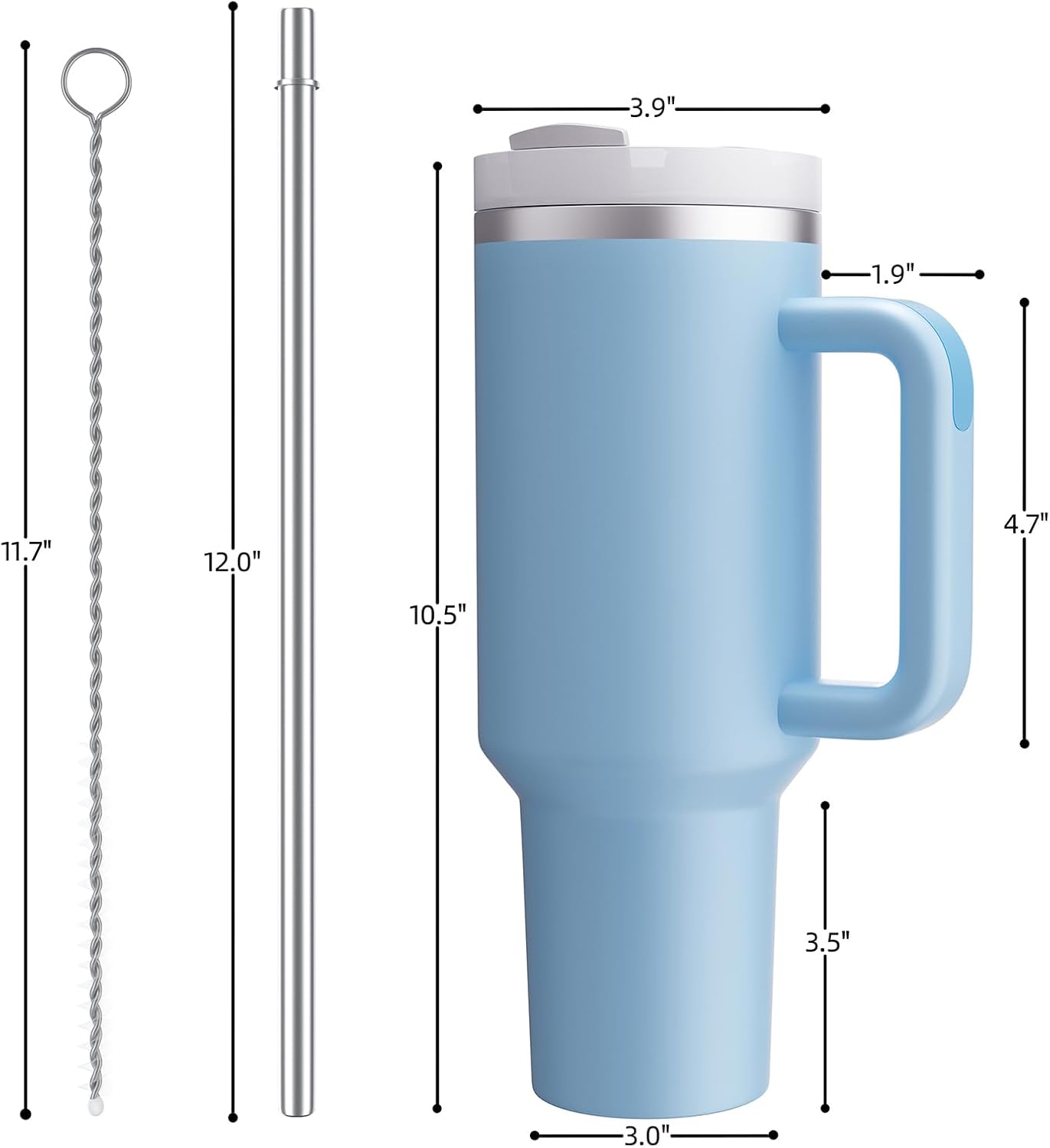 40 oz Tumbler with Handle and Straw,Reusable Vacuum Quencher Tumbler with Lid,Stainless Steel Insulated Travel